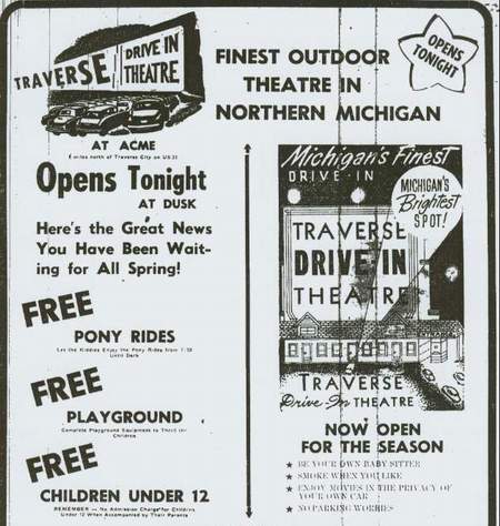 Traverse Drive-In Theatre - Newspaper Ad June 30 1950 (newer photo)